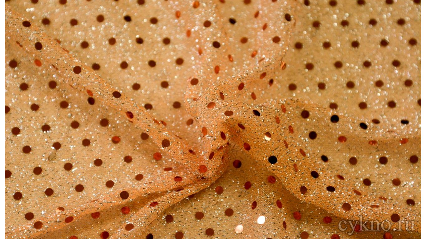 Сетка с пайетками оранжевая